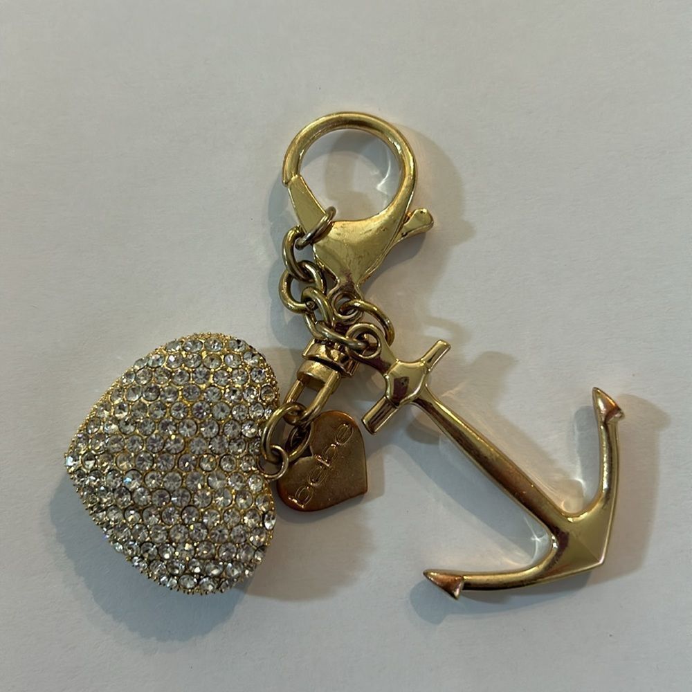 Bebe Rhinestone Heart  & Anchor Keychain - Picture 3 of 4